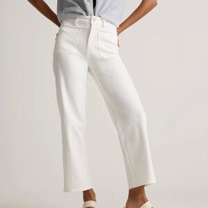 Quince Bella Stretch Patch Pocket Wide Leg Jean in White 32/28